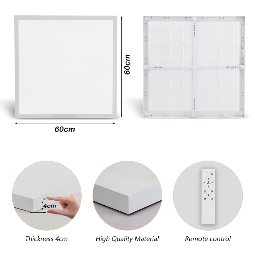 Brilagi - Iluminação de teto para casa de banho LED com regulação FRAME SMART LED/50W/230V 60x60 cm 3000-6000K IP44 branco + comando