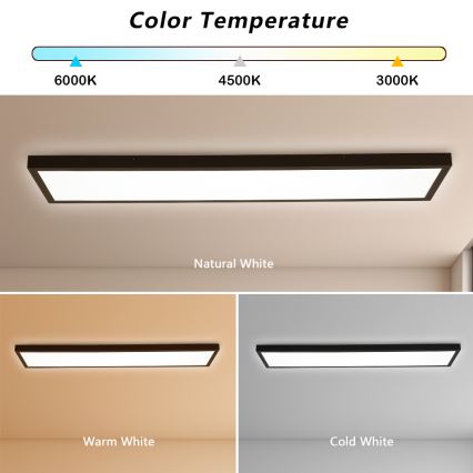 Brilagi - Iluminação de teto para casa de banho LED com regulação FRAME SMART LED/50W/230V 30x120 cm 3000-6000K IP44 preto + comando