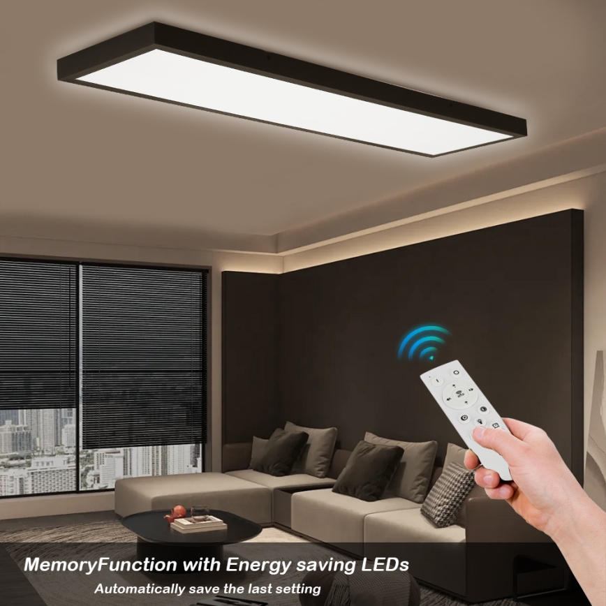Brilagi - Iluminação de teto para casa de banho LED com regulação FRAME SMART LED/50W/230V 30x120 cm 3000-6000K IP44 preto + comando