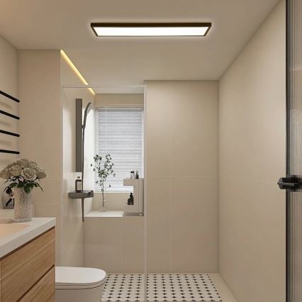 Brilagi - Iluminação de teto para casa de banho LED com regulação FRAME SMART LED/50W/230V 30x120 cm 3000-6000K IP44 preto + comando