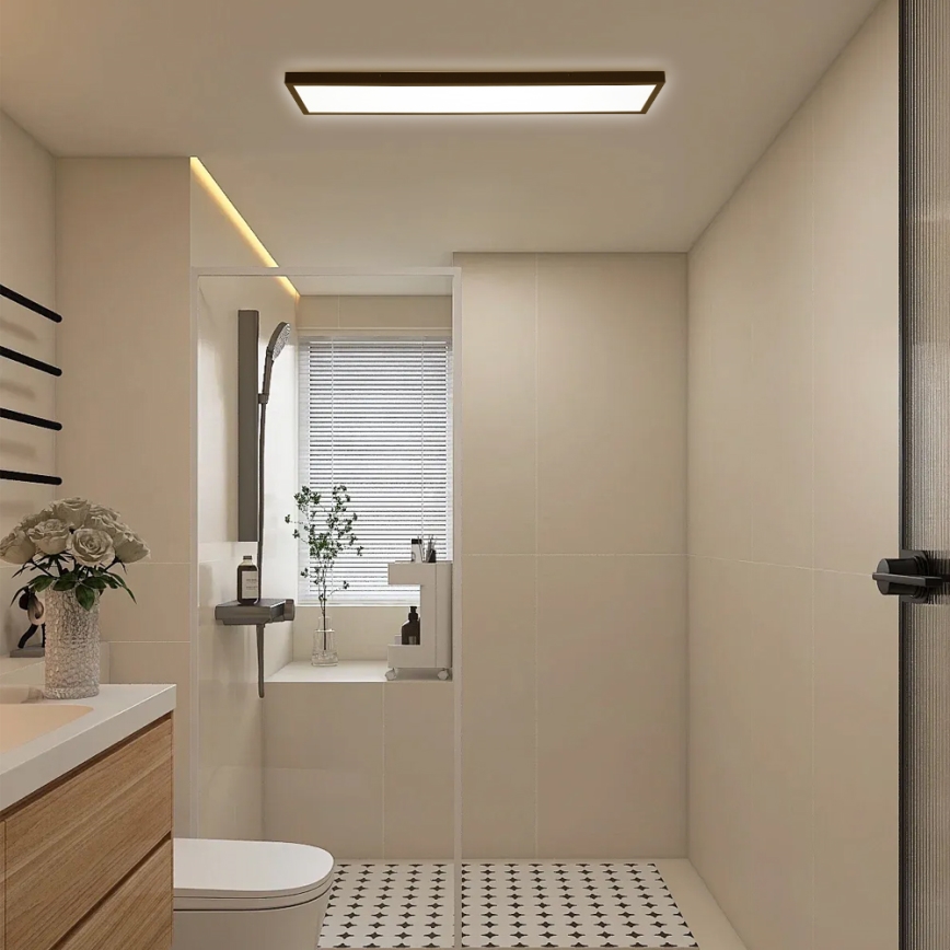 Brilagi - Iluminação de teto para casa de banho LED com regulação FRAME SMART LED/50W/230V 30x120 cm 3000-6000K IP44 preto + comando