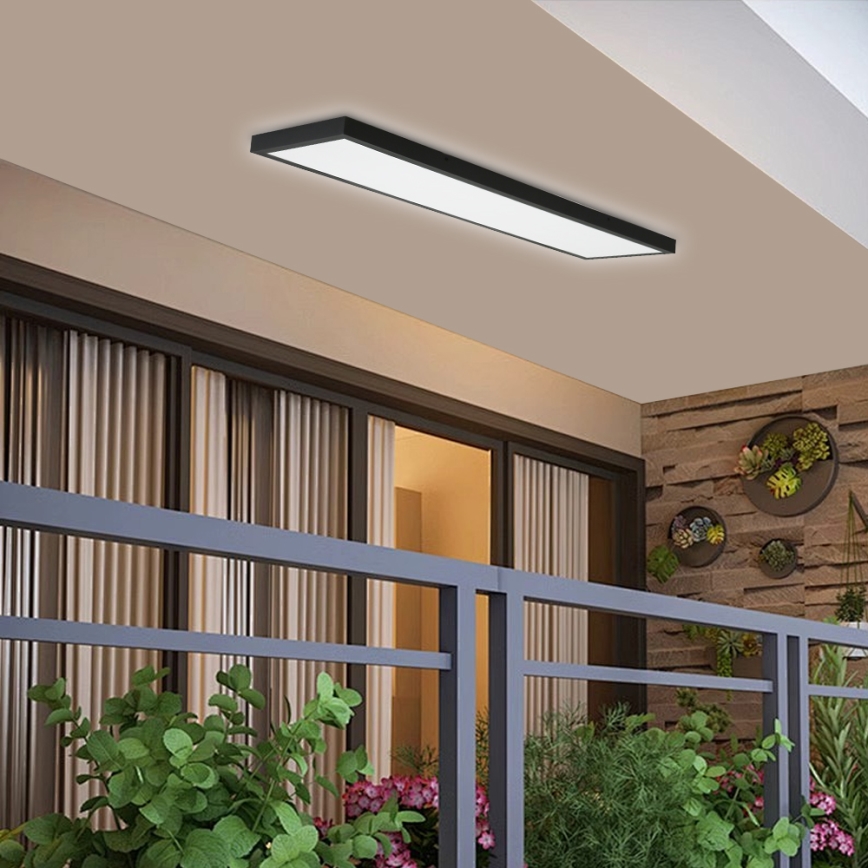 Brilagi - Iluminação de teto para casa de banho LED com regulação FRAME SMART LED/50W/230V 30x120 cm 3000-6000K IP44 preto + comando