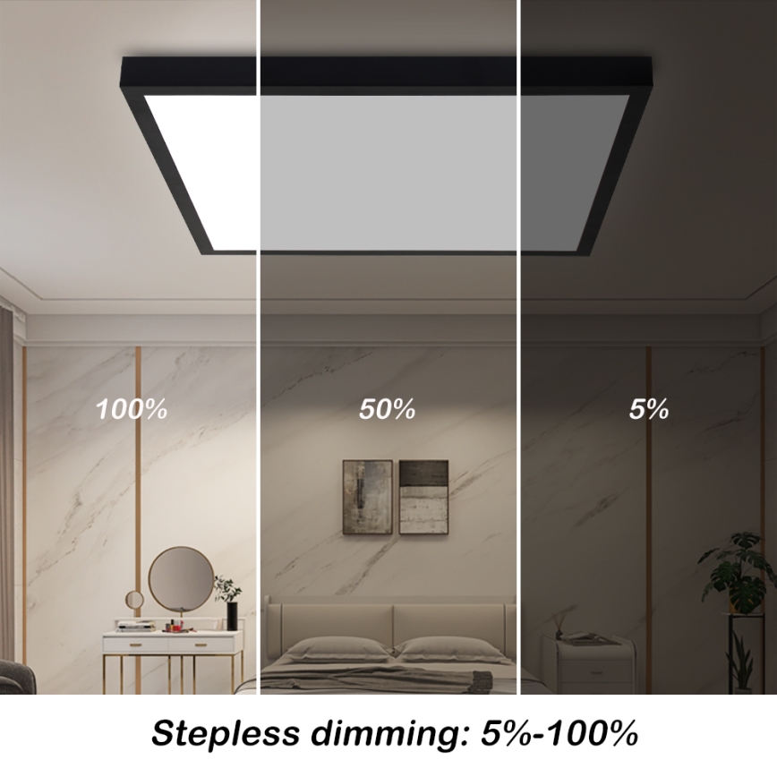 Brilagi - Iluminação de teto para casa de banho LED com regulação FRAME SMART LED/50W/230V 60x60 cm 3000-6000K IP44 preto + comando