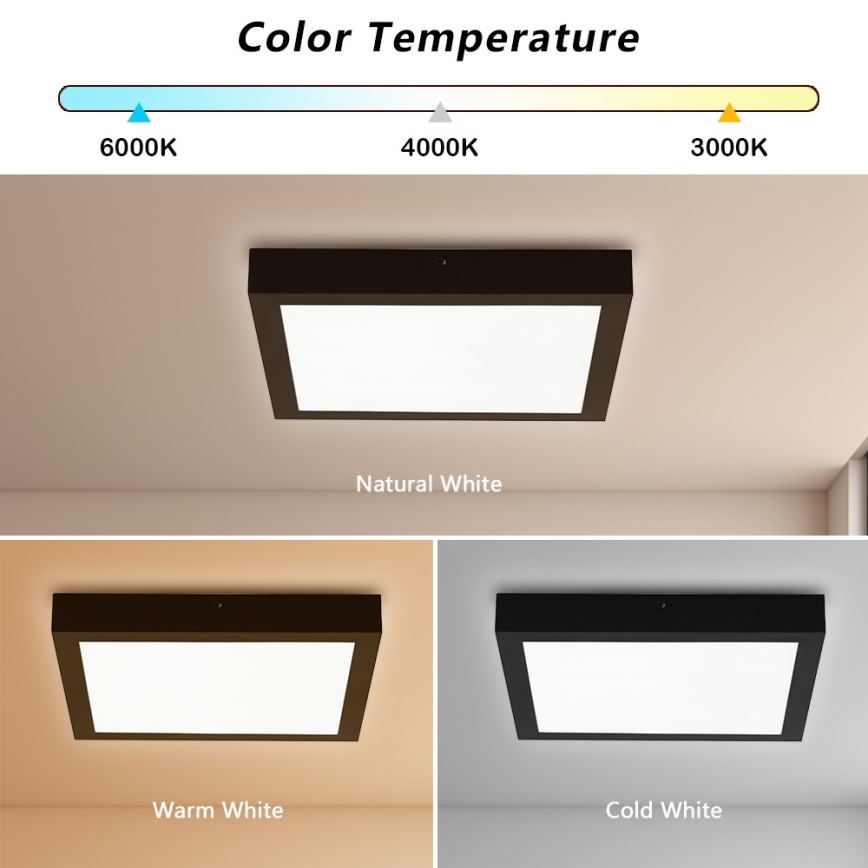 Brilagi - Iluminação de teto para casa de banho LED FRAME LED/24W/230V 30x30 cm 3000/4000/6000K IP44 preto