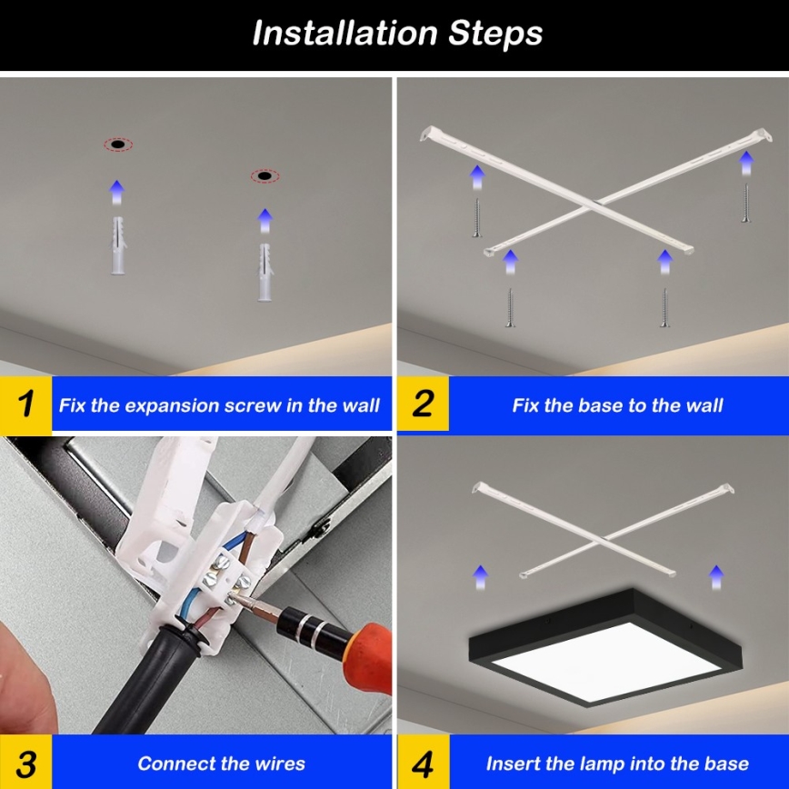 Brilagi - Iluminação de teto para casa de banho LED FRAME LED/24W/230V 30x30 cm 3000/4000/6000K IP44 preto
