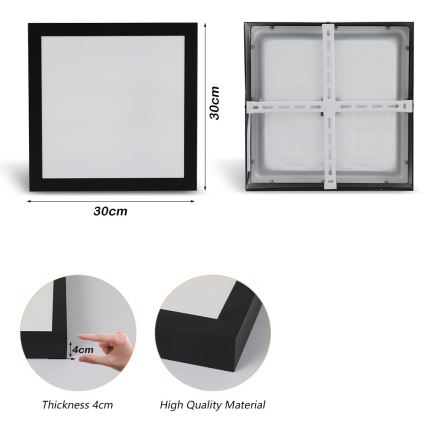 Brilagi - Iluminação de teto para casa de banho LED FRAME LED/24W/230V 30x30 cm 3000/4000/6000K IP44 preto