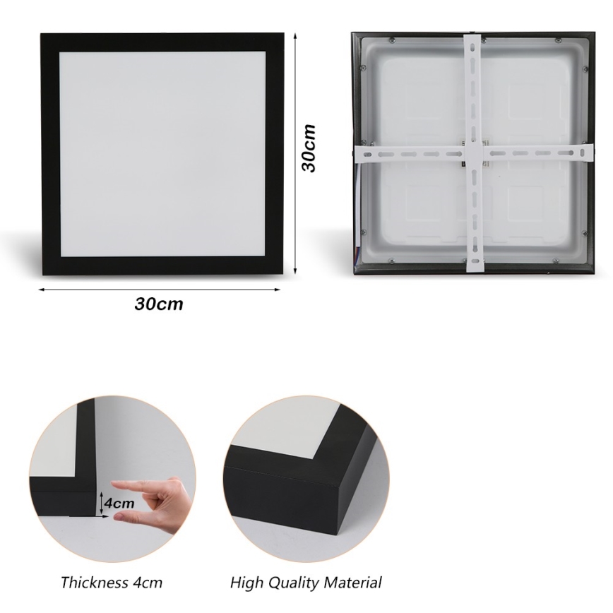 Brilagi - Iluminação de teto para casa de banho LED FRAME LED/24W/230V 30x30 cm 3000/4000/6000K IP44 preto