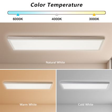 Brilagi - Iluminação de teto para casa de banho LED FRAME LED/50W/230V 30x120 cm 3000/4000/6000K IP44 branco