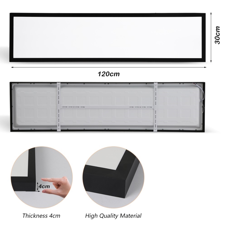 Brilagi - Iluminação de teto para casa de banho LED FRAME LED/50W/230V 30x120 cm 3000/4000/6000K IP44 preto