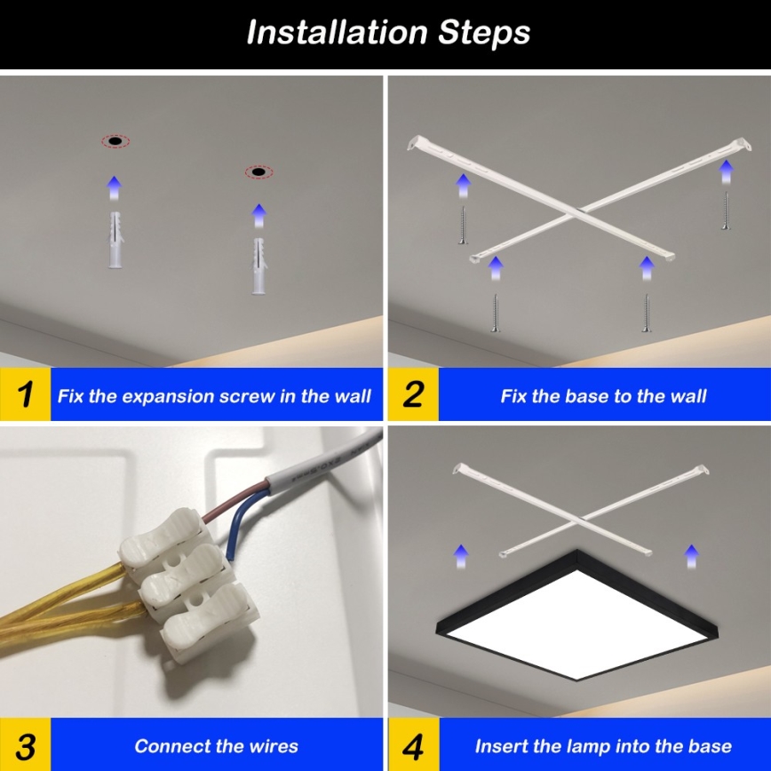 Brilagi - Iluminação de teto para casa de banho LED FRAME LED/50W/230V 60x60 cm 3000/4000/6000K IP44 preto