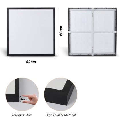 Brilagi - Iluminação de teto para casa de banho LED FRAME LED/50W/230V 60x60 cm 3000/4000/6000K IP44 preto