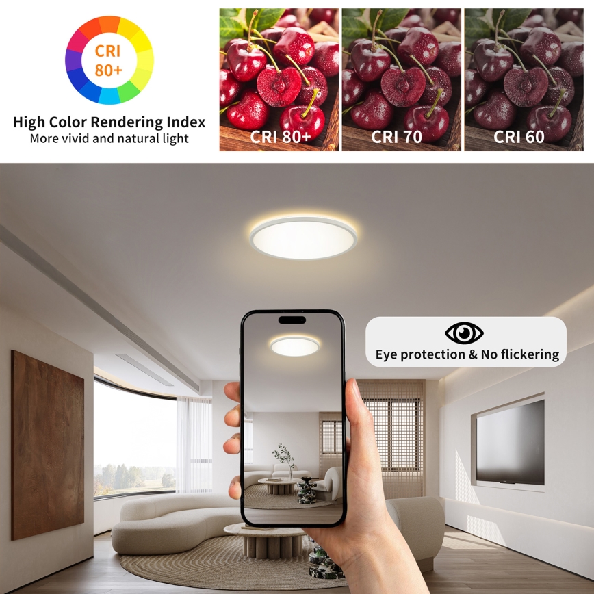 Brilagi - Iluminação de teto para casa de banho LED ULTRA SLIM LED/12W/230V diâmetro 22,5 cm branco IP54