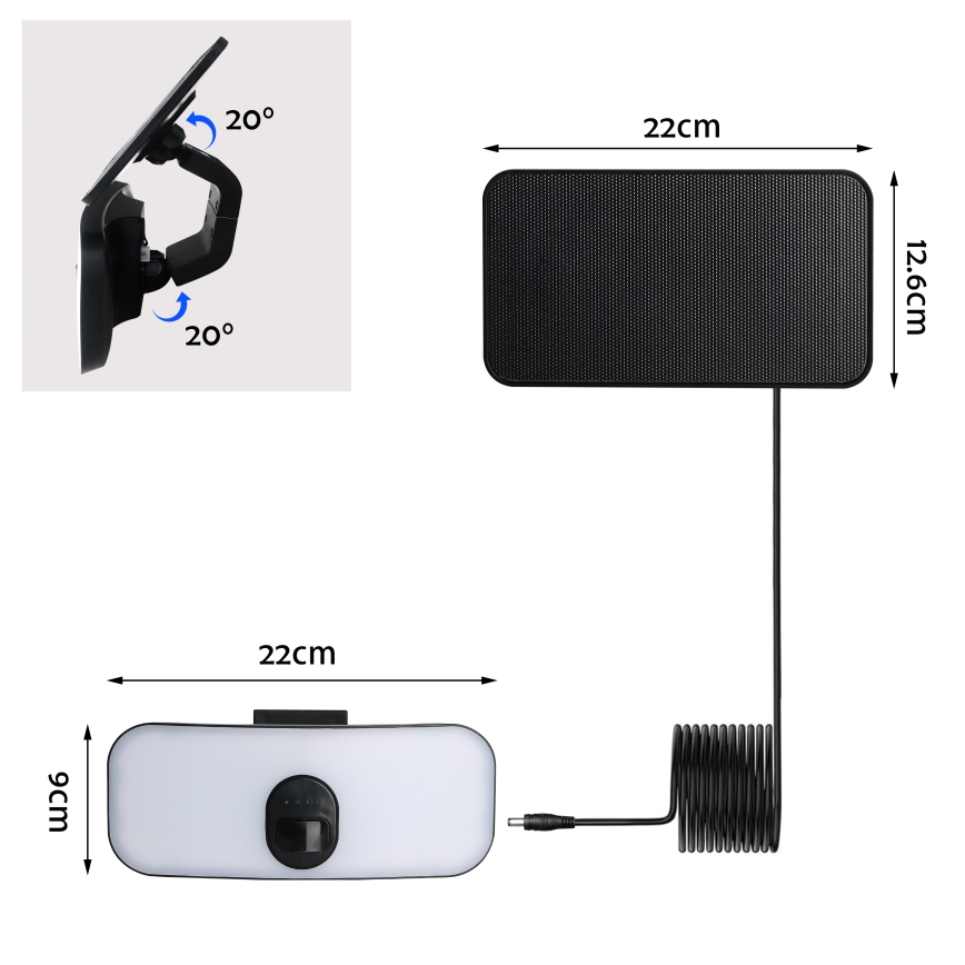 Brilagi - Iluminação solar de parede LED com sensor ROOF LED/13W/5V IP65