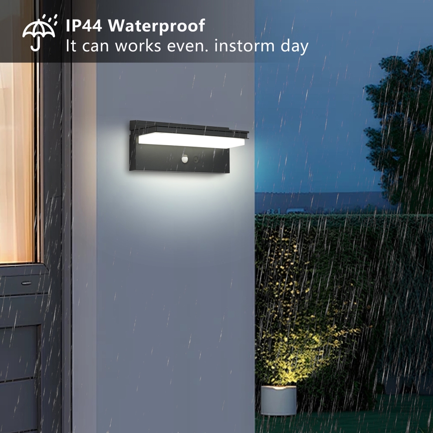 Brilagi - Iluminação solar de parede LED com sensor SOL SENSE LED/10W/3,7V 4000 mAh IP44