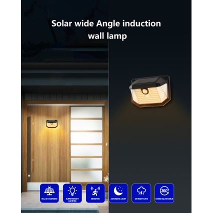 Brilagi - LED Candeeiro de parede solar com sensor de movimento e anoitecer WALLIE LED/4W/5,5V 1200 mAh 3000K IP65