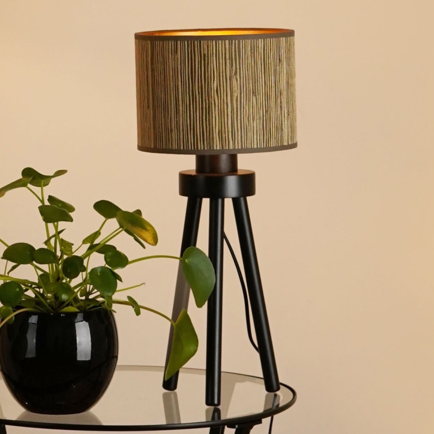 Brilagi - Lâmpada de mesa BOSTON ROLLER 1xE27/15W/230V palha castanho/dourado