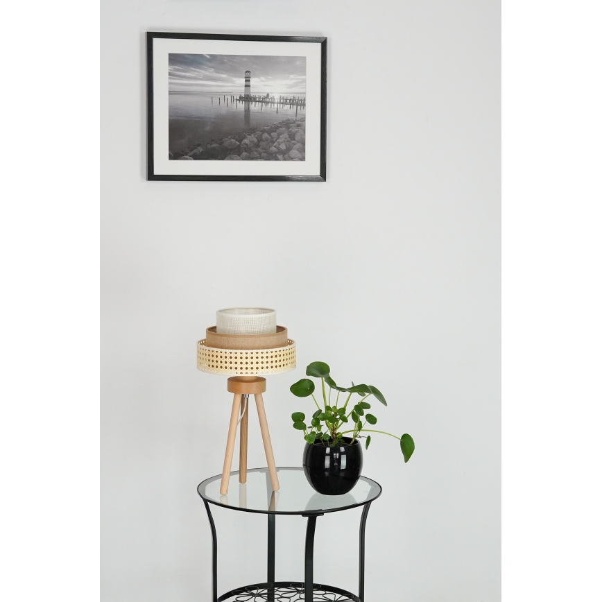 Brilagi - Lâmpada de mesa CEDAR LUNETA 1xE27/15W/230V rattan/marrom/cru