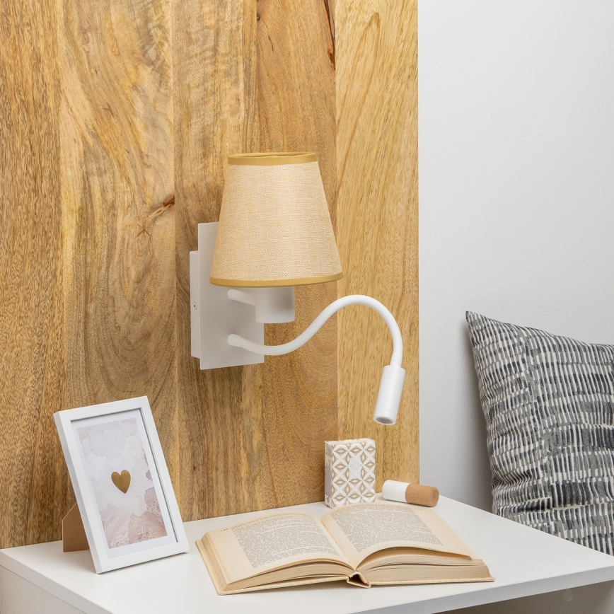 Brilagi - LED Candeeiro de parede flexível NUBILA 1xE27/25W/230V + LED/3W branco/castanho claro