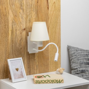 Brilagi - LED Candeeiro de parede flexível NUBILA 1xE27/25W/230V + LED/3W branco/creme