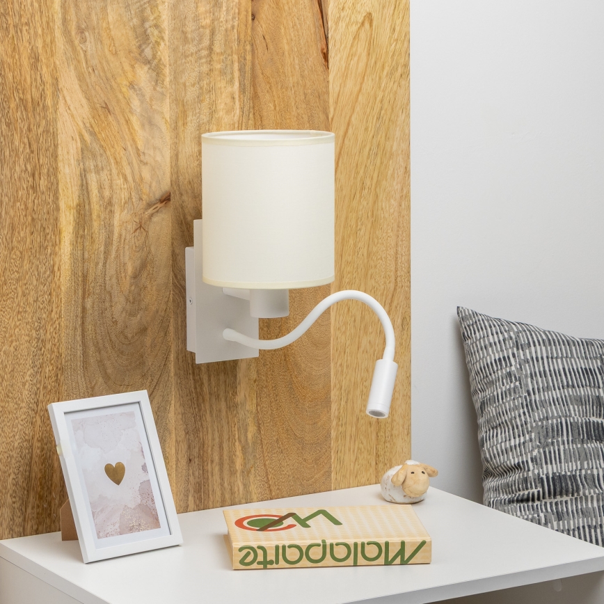 Brilagi - LED Candeeiro de parede flexível NUBILA 1xE27/25W/230V + LED/3W branco/creme