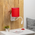 Brilagi - LED Candeeiro de parede flexível NUBILA 1xE27/25W/230V + LED/3W branco/vermelho