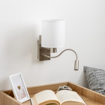 Brilagi - LED Candeeiro de parede flexível NUBILA 1xE27/25W/230V + LED/3W cromado mate/branco