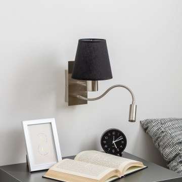 Brilagi - LED Candeeiro de parede flexível NUBILA 1xE27/25W/230V + LED/3W cromado mate/preto