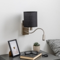 Brilagi - LED Candeeiro de parede flexível NUBILA 1xE27/25W/230V + LED/3W cromado mate/preto