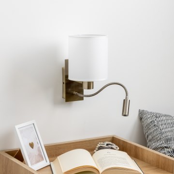 Brilagi - LED Candeeiro de parede flexível NUBILA 1xE27/25W/230V + LED/3W latão/branco