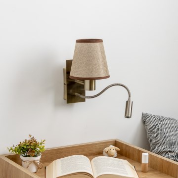 Brilagi - LED Candeeiro de parede flexível NUBILA 1xE27/25W/230V + LED/3W latão/castanho