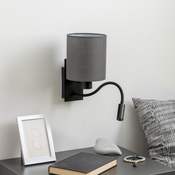 Brilagi - LED Candeeiro de parede flexível NUBILA 1xE27/25W/230V + LED/3W preto/antracite