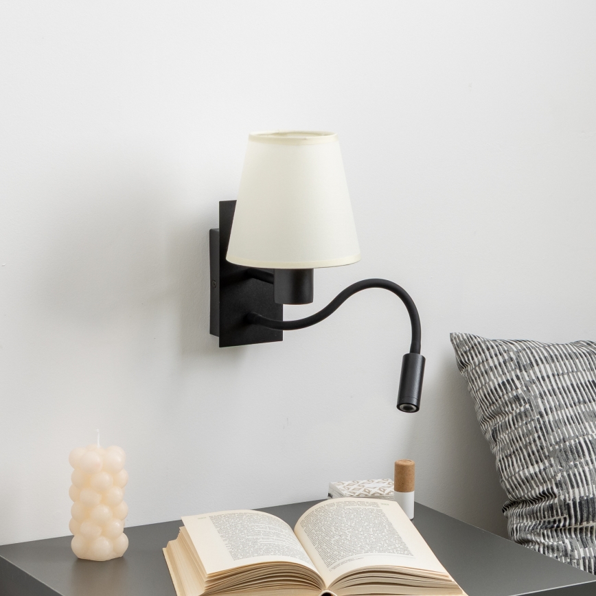 Brilagi - LED Candeeiro de parede flexível NUBILA 1xE27/25W/230V + LED/3W preto/creme