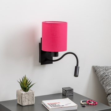 Brilagi - LED Candeeiro de parede flexível NUBILA 1xE27/25W/230V + LED/3W preto/rosa