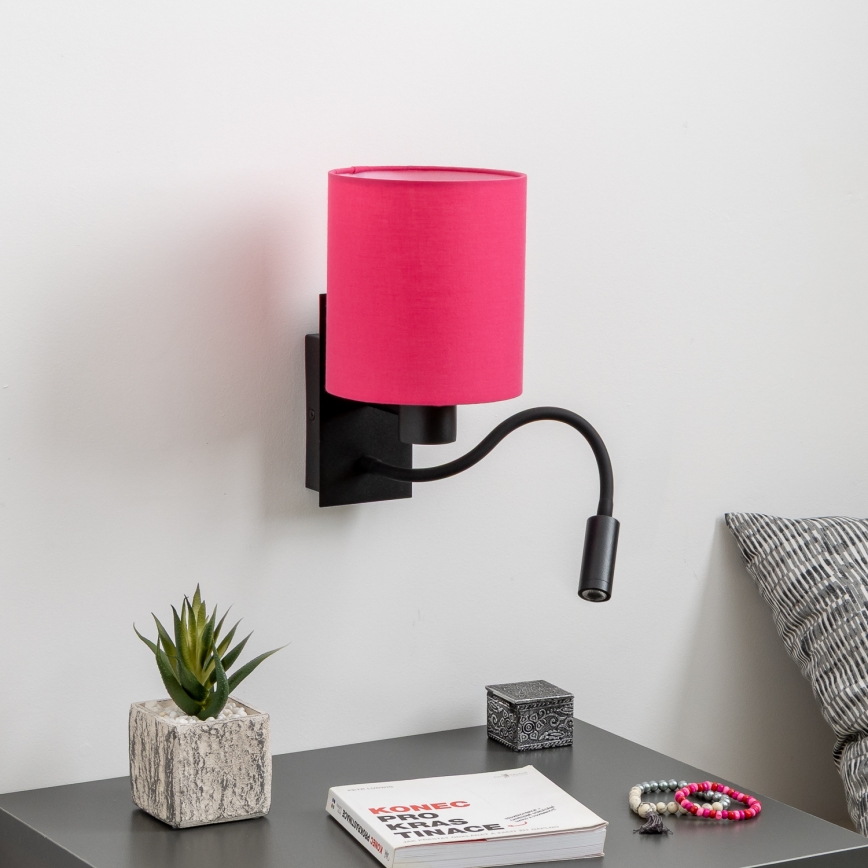 Brilagi - LED Candeeiro de parede flexível NUBILA 1xE27/25W/230V + LED/3W preto/rosa