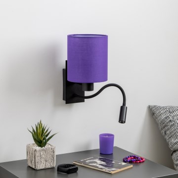 Brilagi - LED Candeeiro de parede flexível NUBILA 1xE27/25W/230V + LED/3W preto/roxo