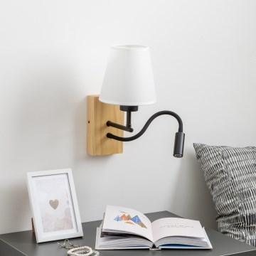 Brilagi - LED Candeeiro de parede flexível NUBILA WOOD 1xE27/25W/230V + LED/3W carvalho/branco
