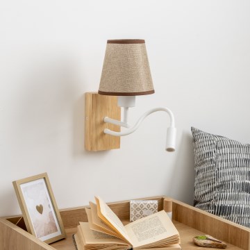 Brilagi - LED Candeeiro de parede flexível NUBILA WOOD 1xE27/25W/230V + LED/3W carvalho/castanho