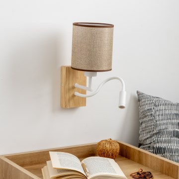 Brilagi - LED Candeeiro de parede flexível NUBILA WOOD 1xE27/25W/230V + LED/3W carvalho/castanho