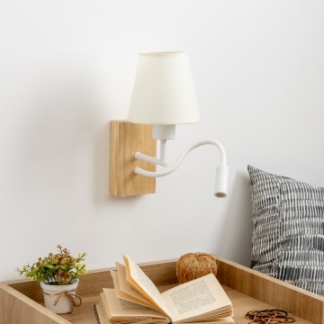 Brilagi - LED Candeeiro de parede flexível NUBILA WOOD 1xE27/25W/230V + LED/3W carvalho/creme