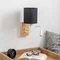 Brilagi - LED Candeeiro de parede flexível NUBILA WOOD 1xE27/25W/230V + LED/3W carvalho/preto