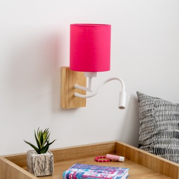 Brilagi - LED Candeeiro de parede flexível NUBILA WOOD 1xE27/25W/230V + LED/3W carvalho/rosa