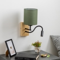 Brilagi - LED Candeeiro de parede flexível NUBILA WOOD 1xE27/25W/230V + LED/3W carvalho/verde