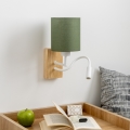 Brilagi - LED Candeeiro de parede flexível NUBILA WOOD 1xE27/25W/230V + LED/3W carvalho/verde