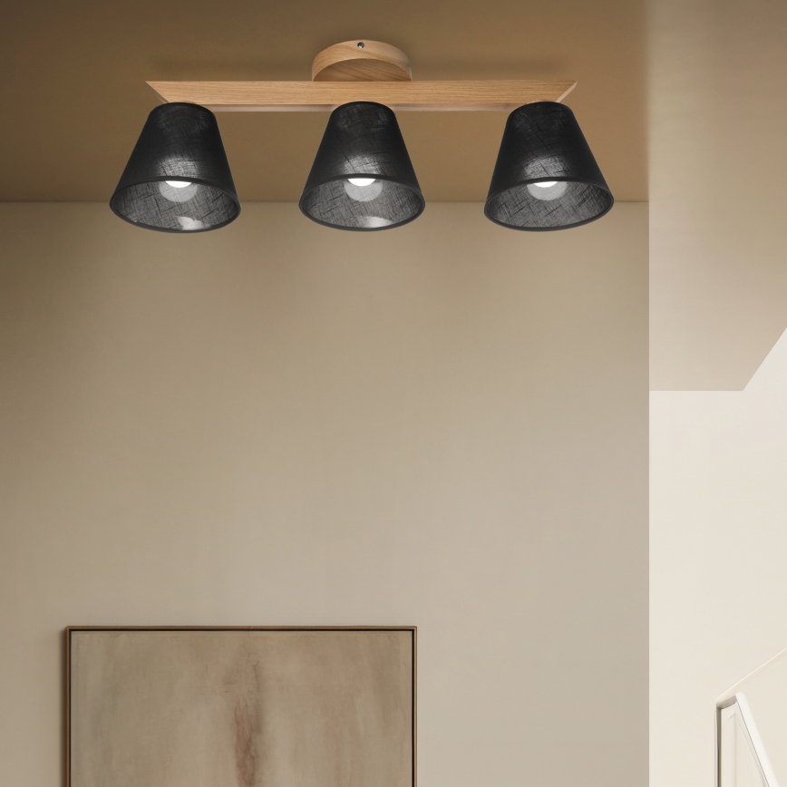 Brilagi - LED  Candeeiro integrado ANTHONY 3xE14/40W/230V carvalho/preto
