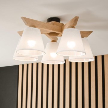Brilagi - LED  Candeeiro integrado ANTHONY 5xE14/40W/230V carvalho/branco