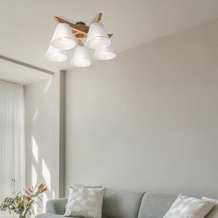 Brilagi - LED  Candeeiro integrado ANTHONY 5xE14/40W/230V carvalho/branco