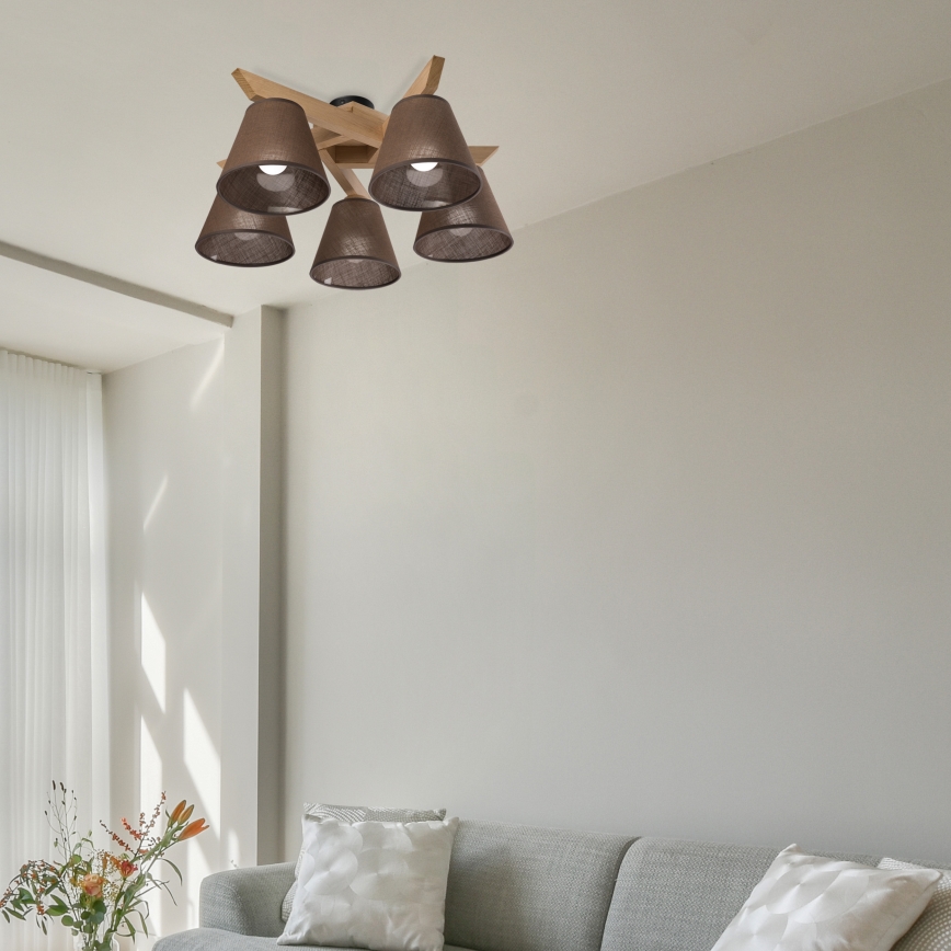 Brilagi - LED  Candeeiro integrado ANTHONY 5xE14/40W/230V carvalho/castanho