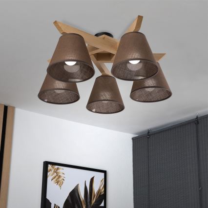 Brilagi - LED  Candeeiro integrado ANTHONY 5xE14/40W/230V carvalho/castanho