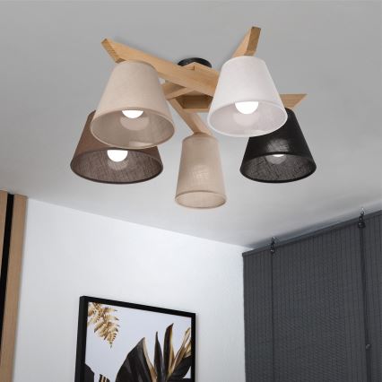 Brilagi - LED  Candeeiro integrado ANTHONY 5xE14/40W/230V carvalho
