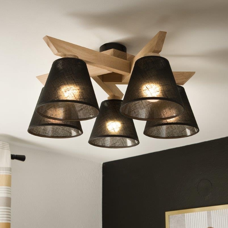 Brilagi - LED  Candeeiro integrado ANTHONY 5xE14/40W/230V carvalho/preto
